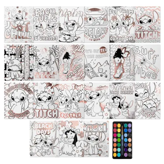 Fashion Angels: Disney Stitch - Watercolor Poster Set - Spiral Bound Book, 30 Lilo & Stitch Themed Pages, Paint Brush, 28 Washable Colors, Kids 8+ {5}
