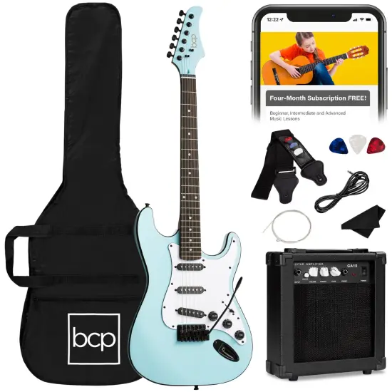 Best Choice Products 39in Full Size Beginner Electric Guitar Kit with Case, Strap, Amp, Whammy Bar Sunburst {7}