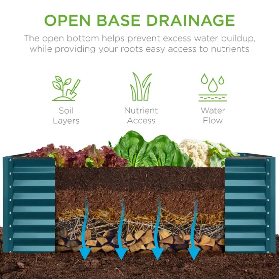 Best Choice Products 4x2x2ft Outdoor Metal Raised Garden Bed, Planter Box for Vegetables, Flowers, Herbs Peacock Blue {3}