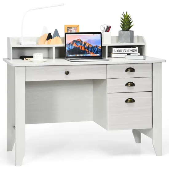 Costway Computer Desk PC Laptop Writing Table Workstation Student Study Furniture White {1}