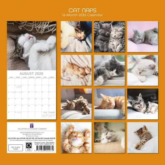 The Gifted Stationary 2026 Square Wall Calendar, Cat Naps, 16-Month Animals Theme Hanging Calendar with 180 Reminder Stickers, Month Planner for Home, or Creative Spaces, 12x12 In Multicolor {4}
