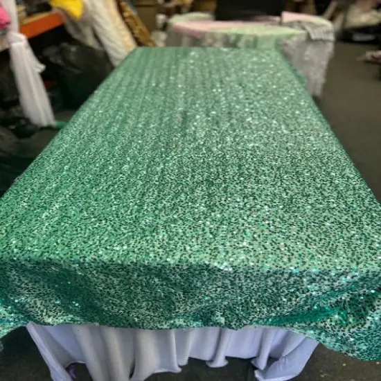1 Yard Rectangle Sequin Taffeta Tablecloth 55 x 108 Inches Shiny Polyester Linen for Events and Weddings DustyRose {4}