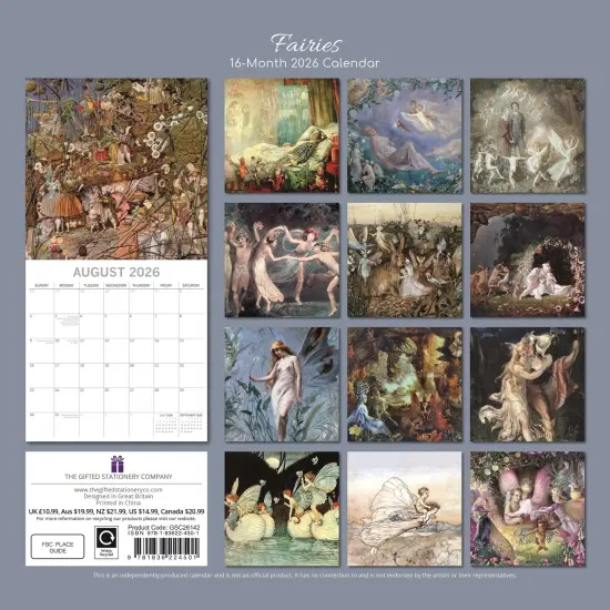 The Gifted Stationary 2026 Square Wall Calendar, Fairies, 16-Month Arts & Antiques Theme Hanging Calendar with 180 Reminder Stickers, Month Planner for Creative Spaces, 12x12 In Multicolor {4}