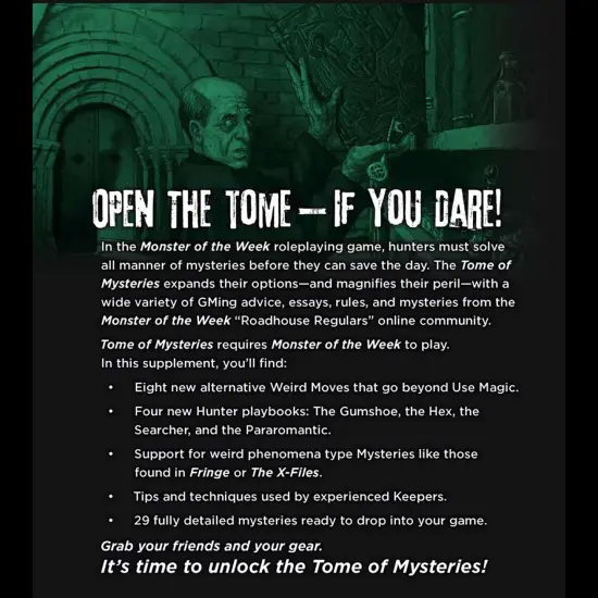 Evil Hat: Monster Of The Week: Tome Of Mysteries - Hardcover RPG Supplement Book, New Mysteries, Playbooks & Support, Tabletop Roleplaying Game {3}