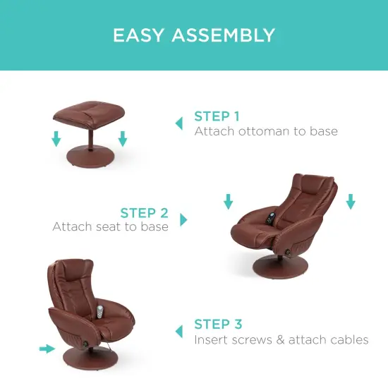 Best Choice Products Faux Leather Electric Massage Recliner Chair w/ Stool Ottoman, Remote Control, 5 Modes Brown {6}