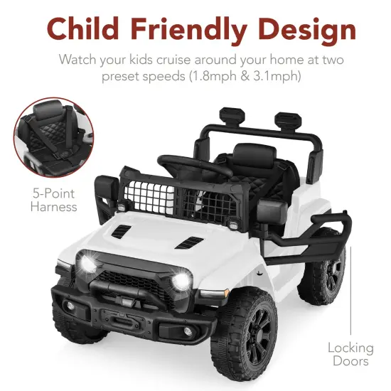 Best Choice Products 6V Kids Ride-On Truck Car w/ Parent Remote Control, 4-Wheel Suspension, LED Lights White {5}