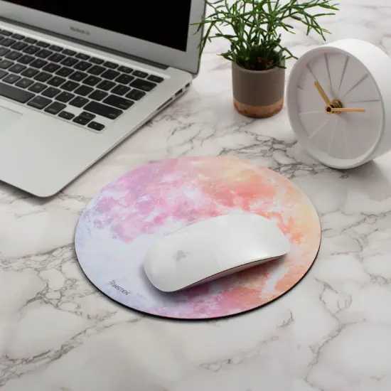 Insten Round Galaxy Mouse Pad for Home Office Gaming Computer Desk, Smooth Non Slip Rubber Mat, Pink Moon {6}