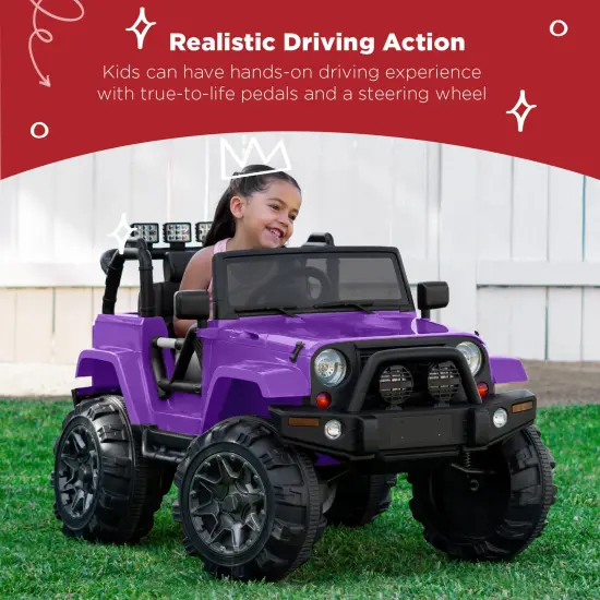 Best Choice Products 12V Kids Ride On Truck Car w/ Remote Control, Spring Suspension, Bluetooth, LED Lights Purple {2}