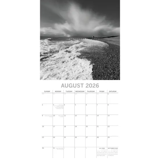 The Gifted Stationary 2026 Square Wall Calendar, Seascapes, 16-Month Black and White Photos Theme Hanging Calendar with 180 Reminder Stickers, Month Planner for Home, or Creative Spaces, 12x12 In Multicolor {3}
