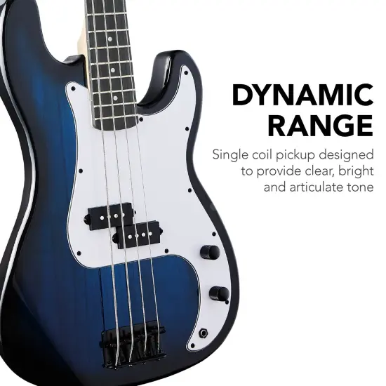 Best Choice Products Full Size Beginner 4-String Electric Guitar Bass Guitar w/ Padded Case Hollywood Blue/White {3}