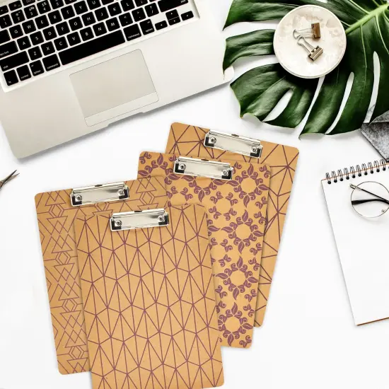 8 Pack Cute Clipboards Bulk Supply with Low Profile Clip - Wooden Clip Boards for Office, School, Classroom, Fits Letter Size 8.5x11 and A4 Paper (8.8 x 12.4 in) Brown {2}