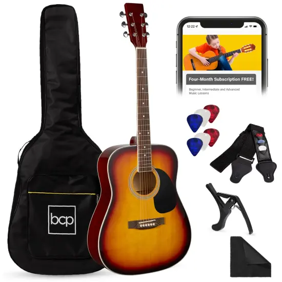 Best Choice Products 41in Full Size All-Wood Acoustic Guitar Starter Kit w/ Gig Bag, Pick, Strap, Rag Blue {7}