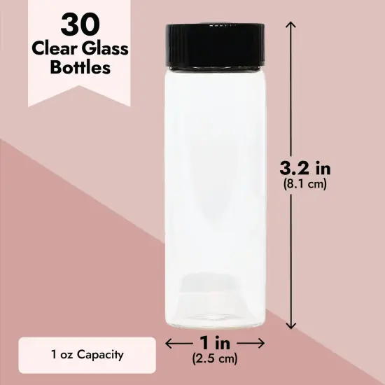 30 Pack Clear Liquid 1 oz Glass Bottles with Caps for Cosmetics, Makeup, Sample Liquid Storage (30 ml) {2}