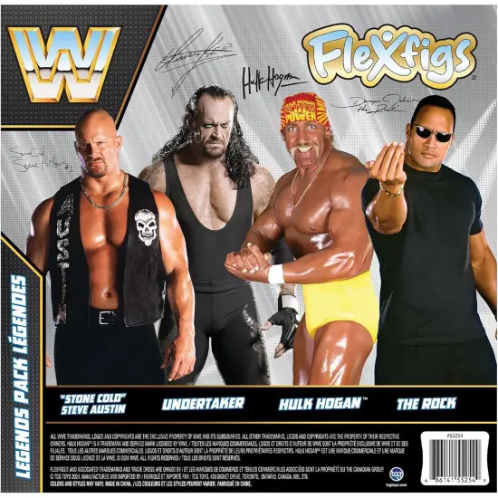 FleXfigs: WWE Legends - 4 Character Pack - Pro Wrestler Articulated Action Figures, Flex It - Pose It!, Collectible Toy Miniatures, Licensed, Kids 3+ {6}