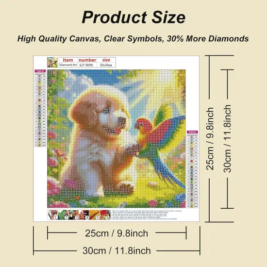 Dog and Parrot Diamond Art Painting Kits for Adults,12x12 inch/30x30cm {5}