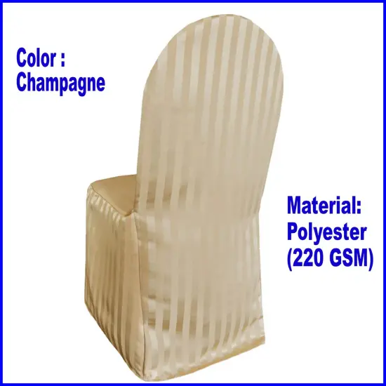 1 Piece Striped Jacquard Polyester Banquet Chair Cover Champagne Elegant Wedding Decor {1}