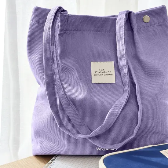 Wrapables Carry Joy Corduroy Tote Bag, Casual Shoulder Handbag, Purple {4}