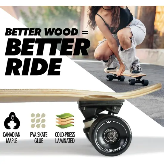 Magneto Complete Skateboard | 27.5" x 7.5" | 6-Layer Canadian Maple Double Kick Concave Deck | Skateboard Cruiser Skateboard for Kids, Boys, Girls, Beginners Ages 3-14, Teens {4}