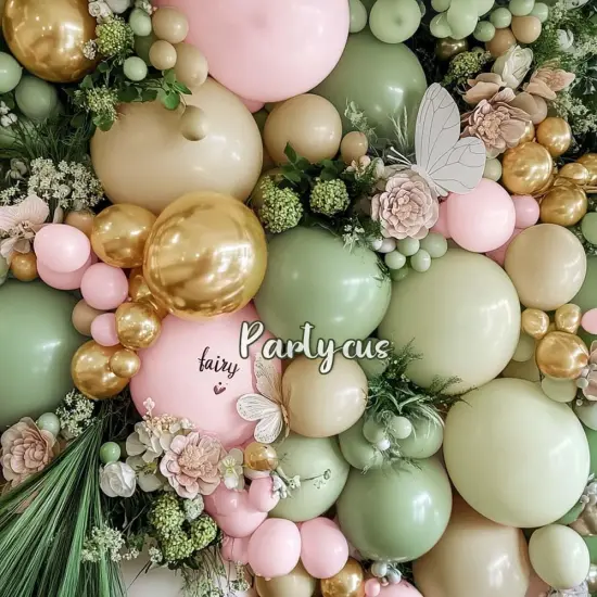 Dusty Green Pink Sand Balloon Arch Garland Kit {2}