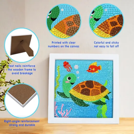 Diamond Art Kits for Kids Beginners - Gem Art Painting Kits with 6 Designs, 6 Diamond Dot Tools {4}