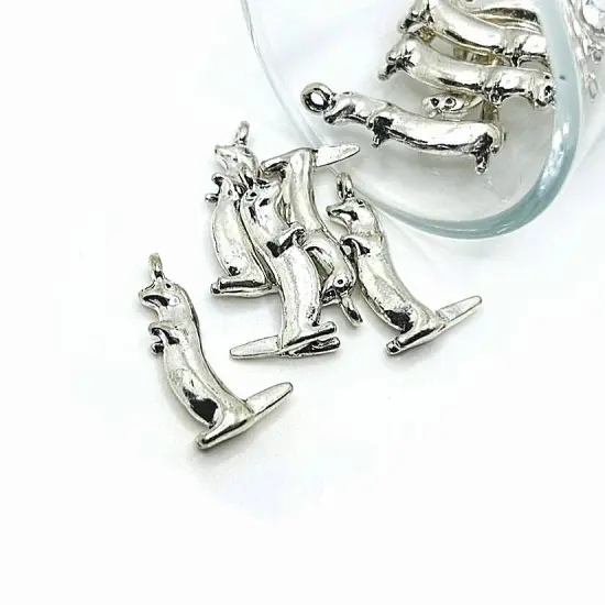 Silver Standing Otter 3D Charms, 26x13mm {1}