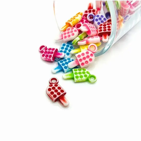 Multi-color Acrylic Ice Cream Bar Charms, 22x12mm {1}