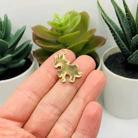 Blue and White Enamel Unicorn Charms, 24x20mm {3}