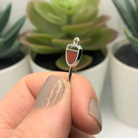 Red and Silver Wine Glass Charms, 29x9mm {2}