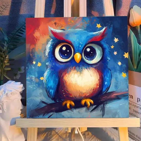 8X8Inch - Owl Paint by Numbers Kit for Kids with Frame {2}