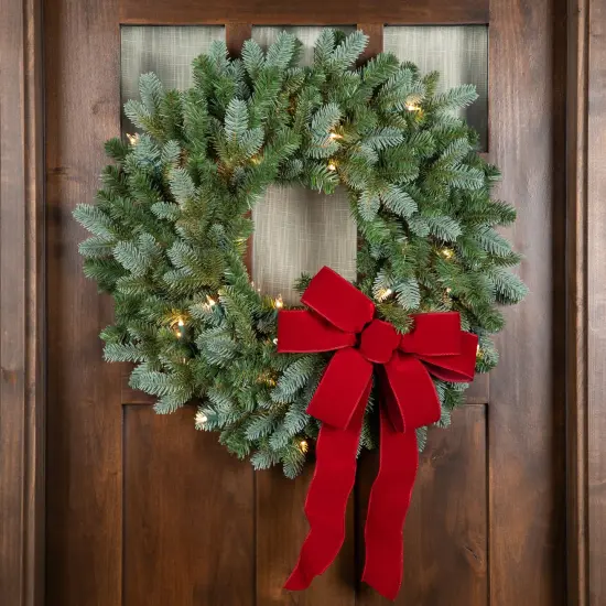 Northlight Pre-Lit Blue Spruce Artificial Christmas Wreath - 24" - Clear Green {4}