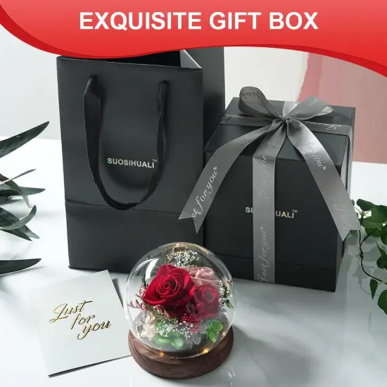 Preserved Flowers in Glass Dome, Long-Lasting Eternal Roses Birthday Gifts for Women Mom Grandma Wife Girlfriend Forever Flowers for Delivery Prime {5}