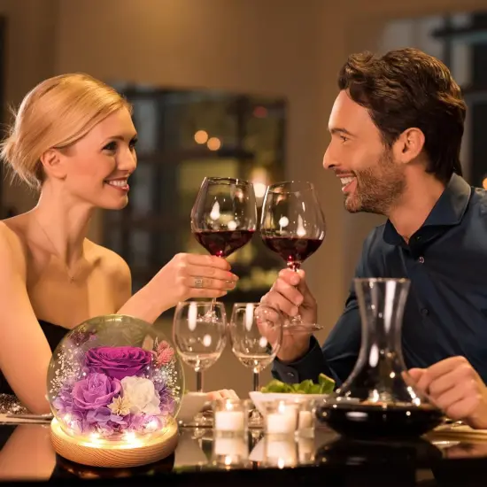 Gifts for Women Preserved Rose Forever Flower in Glass Dome Fresh Flowers for Delivery Prime Mothers Day Birthday Gifts for Mom Grandma Wife Daughter Sister Purple Roses {5}