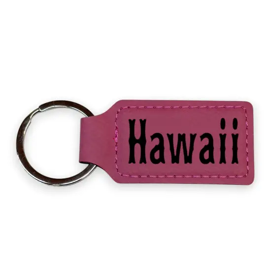 Keychain - Rectangle - Hawaii - Leather Rawhide/Black {2}