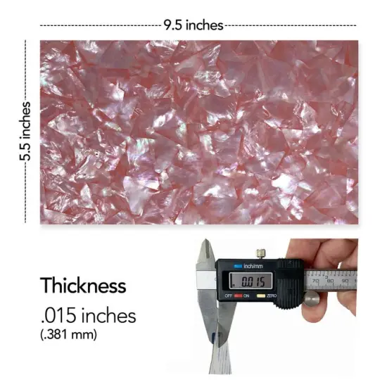 Shell Veneer, 5.5 x 9.5 inches | WMOP, BMOP, Abalone | Includes 3M Adhesive Sheet for Application, Great for Inlay Projects Pink Quarts {2}