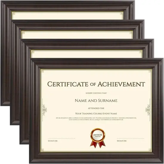 Document Diploma Picture Frames 8.5x11,Brown Wood Grain,4 Pack {1}