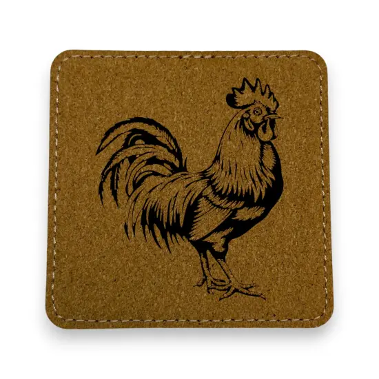 Coaster - Chicken - SET OF 2 - Leather or Stitched Cork Stitched Cork/Black {1}