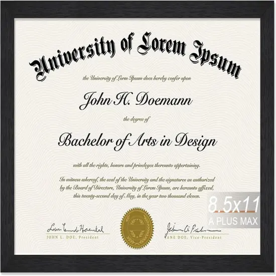 Black 8.5 x 11 Frame, Engineered Wood Frame with Wood-grain for Display 8.5 by 11 Document Award Certificate Wall and Tabletop - 1 Pack/Black/8.5x11 {1}