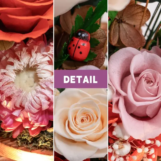 Forever Flowers with Symbolic Ladybugs: Preserved Flowers Gift for Women-Romantic Table Centerpiece-Valentines, Anniversary, Mom Gifts for Her-Flowers for Delivery Prime (Orange) {4}