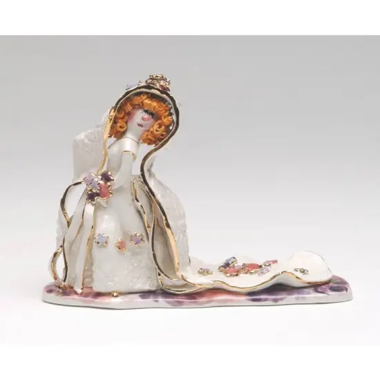 Ceramic Bride with Curly Hair Figurine, Wedding Gift, Wedding Decor {3}