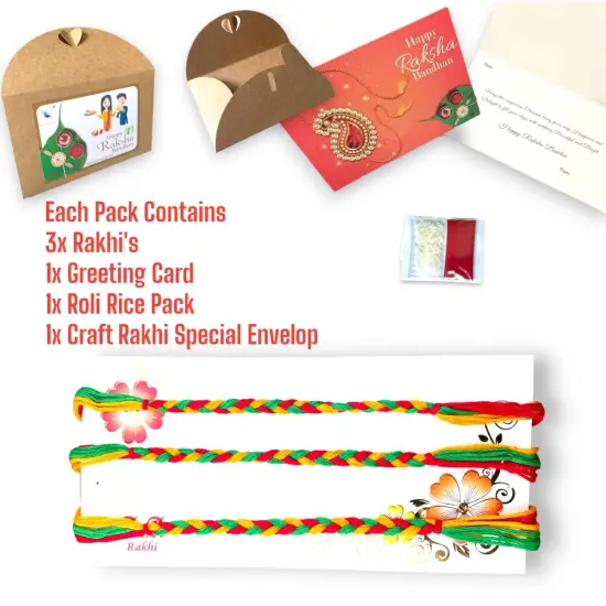 3CT Minimalist Rakhi for Brother, Rakhi Card, Rakhi Bracelet Rakasha Bandhan Handmade Rakhi Gifts Traditional Rakhi with Tika Roli Greeting Card {2}
