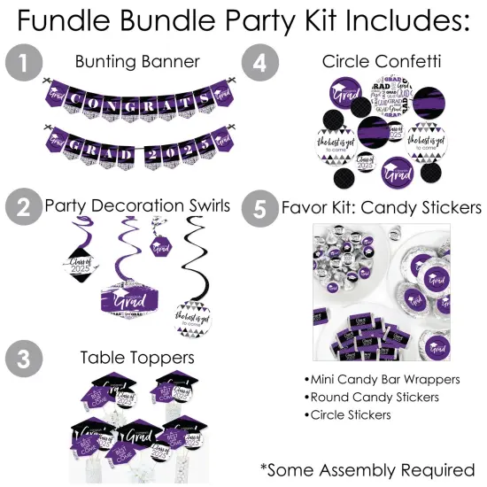 Big Dot of Happiness 2025 Purple Graduation Party Supplies - 387 Piece Decoration Kit - Fundle Bundle {3}