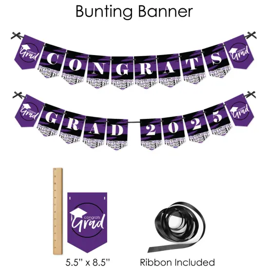 Big Dot of Happiness 2025 Purple Graduation Party Supplies - 387 Piece Decoration Kit - Fundle Bundle {4}