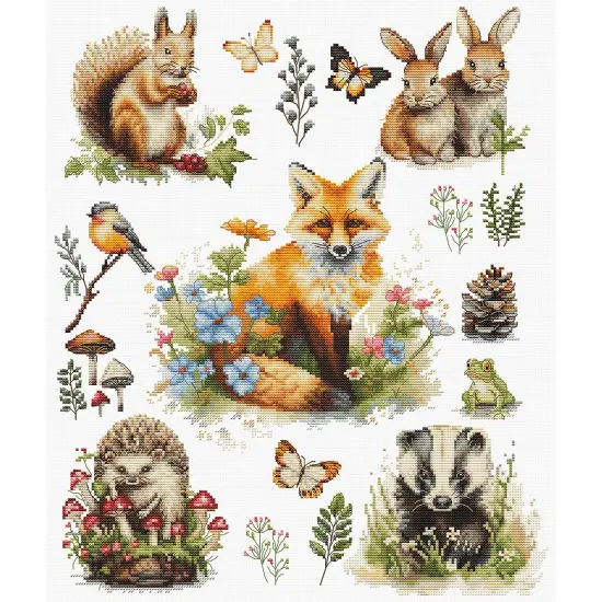 Luca-S Forest Animals Counted Cross-Stitch Kit Multi {1}