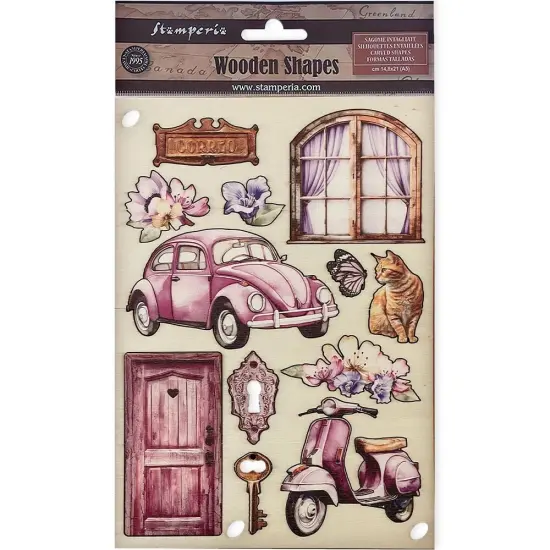 Stamperia Colored Wooden Shapes A5-Lavender {1}
