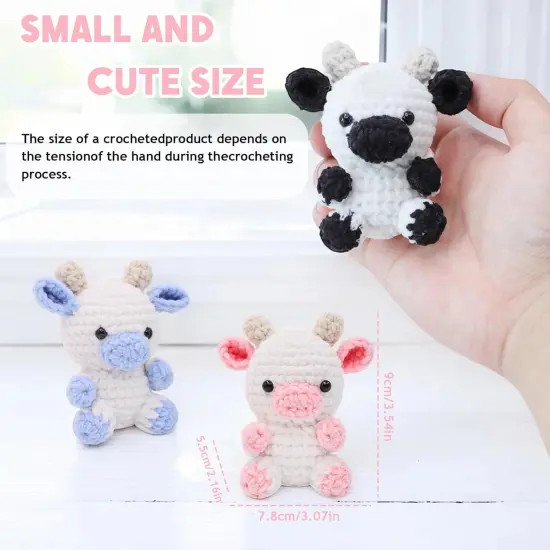 3 Cute Animal Cow Pattern Crochet Starter Kit {4}