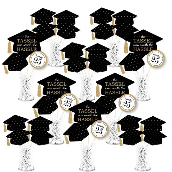 Big Dot of Happiness 2025 Gold Graduation Party Centerpiece Sticks - Showstopper Table Toppers - 35 Pieces {1}