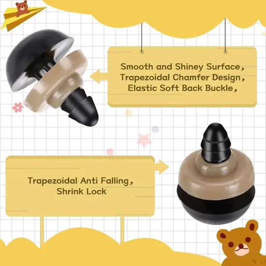 600 Pieces 6-16MM Safety Eyes with Washers Black {3}