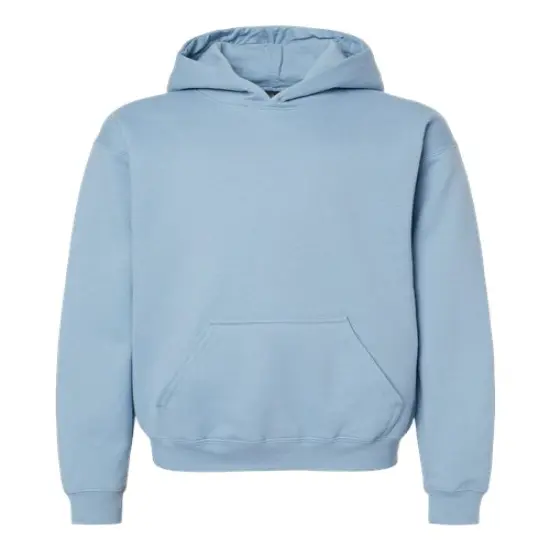 Gildan&reg; Youth Midweight Hooded Turtle Neck Long Sleeve Sweatshirt Stone Blue {1}