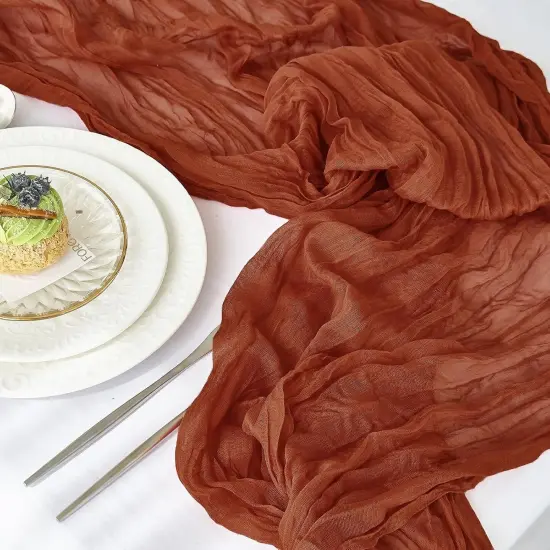 2 Pcs Cheesecloth Table Runner - 10ft Terracotta Boho Gauze {2}