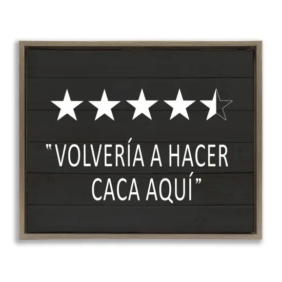 Stupell Industries Ba&ntilde;o Cinco Estrellas Framed Floater Canvas Wall Art Brown Floater Frame {1}